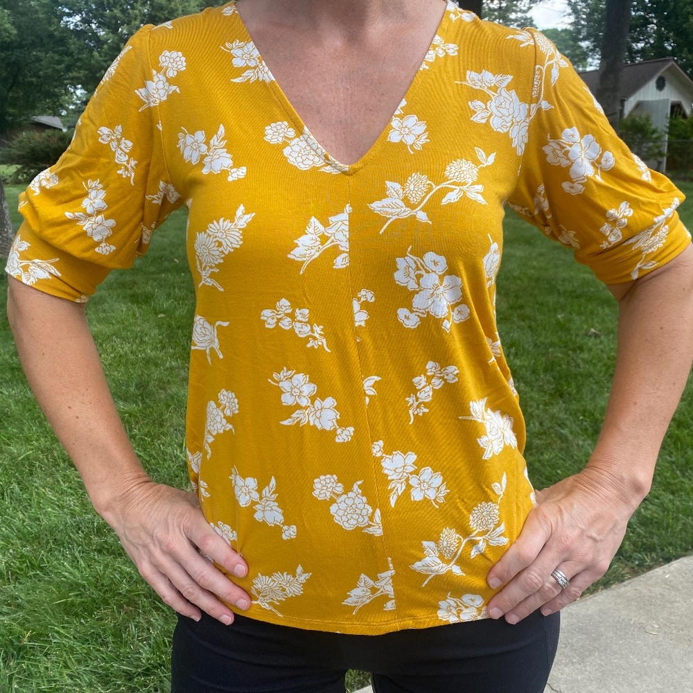 Loft Mustard Floral Blouse